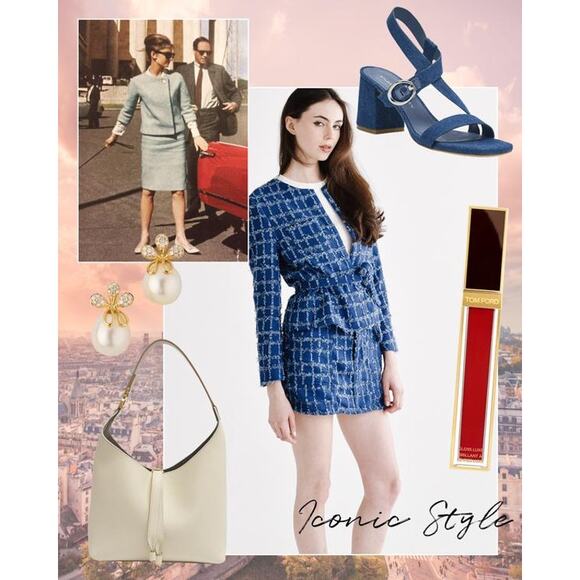 Never A Wallflower Tie Waist Jacket in Cerulean Tweed M - Picture 4 of 4